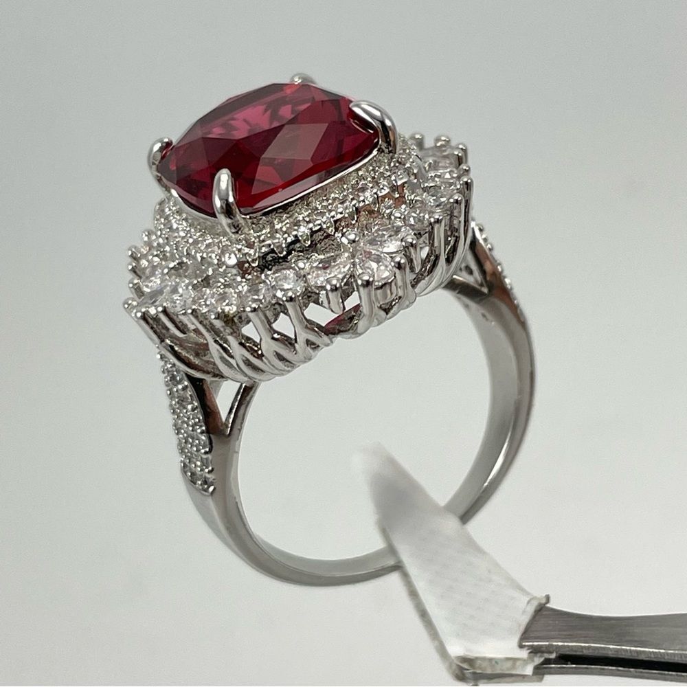 Exquisite Large Statement Red Ruby Diamond Cz Cus… - image 2